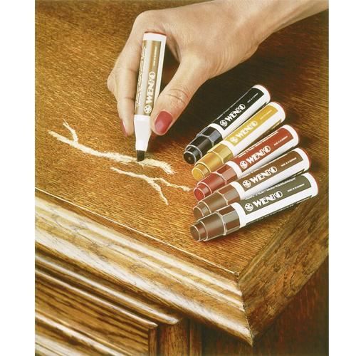 Lot De 12 Feutres De Retouche Pour Meubles En Bois AGT - 3 Teintes Différentes - Réparation Rapide Des Rayures Et éraflures