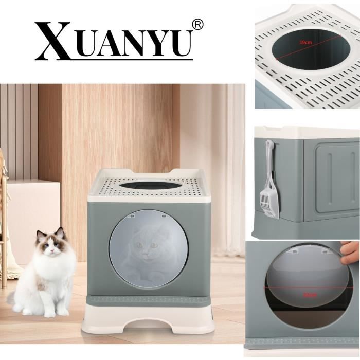 Comparer les prix de Bac à Litière pour Chat - XUANYU - Toilette à Capuche Inodore - Gris - 48*39*34cm