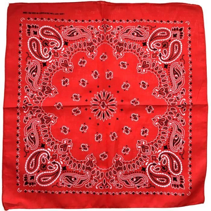 Lot De 12 Bandanas Unisexe LATRAT - Foulard Polyvalent - Sport, Déco, Masque - 54x54 Cm - Rouge