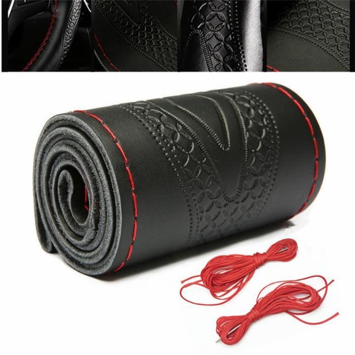 Couvre-volant En Cuir Véritable Rouge Pour BMW X5 E53 (1999-2006) - Double Couture - Neuf