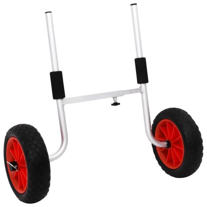 Chariot De Transport Kayak Pliable Aluminium - Capacité 100 Kg - 2 Roues PU 23 Cm - Sangles Inclues - Léger 3,1 Kg - 8