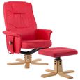 Fauteuil relax WORD - Fauteuil de Salon Moderne de massage avec repose-pieds Rouge Similicuir®SJVMEX®-1