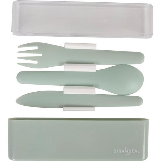 Set Couverts Réutilisables Acier Inox 3 Pièces + Étui – Fourchette, Couteau, Cuillère – Éco & Pratique Pour Pique-Nique, Bureau, Voyage (Vert)