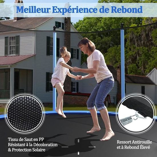GOPLUS Trampoline Rectangulaire 170/180cm Enfant 3 Ans+ Avec Balançoire & Barre Horizontale - Filet Sécurité 3 En 1
