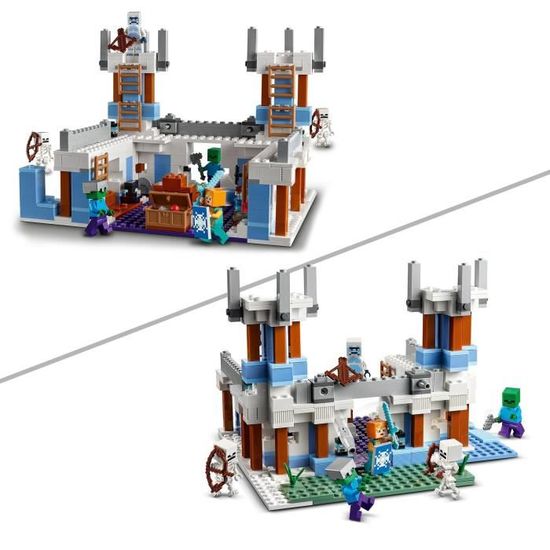 LEGO Minecraft 21186 Le Château de Glace, Jouet avec Figurines de Squelette  et Zombie pas cher 