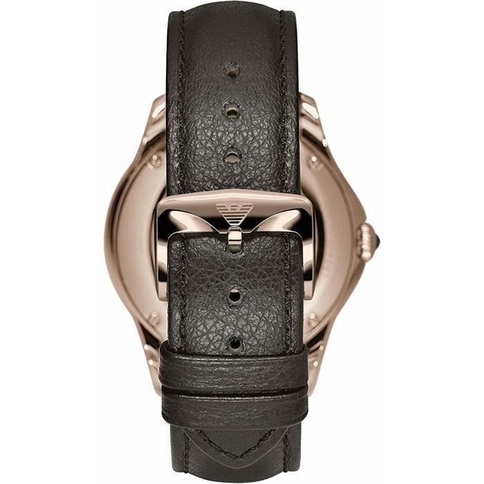 MONTRE HOMME EMPORIO ARMANI swiss made avec Jour et Date Bracelet Cuir et Cadran Or Rose. ARS8601