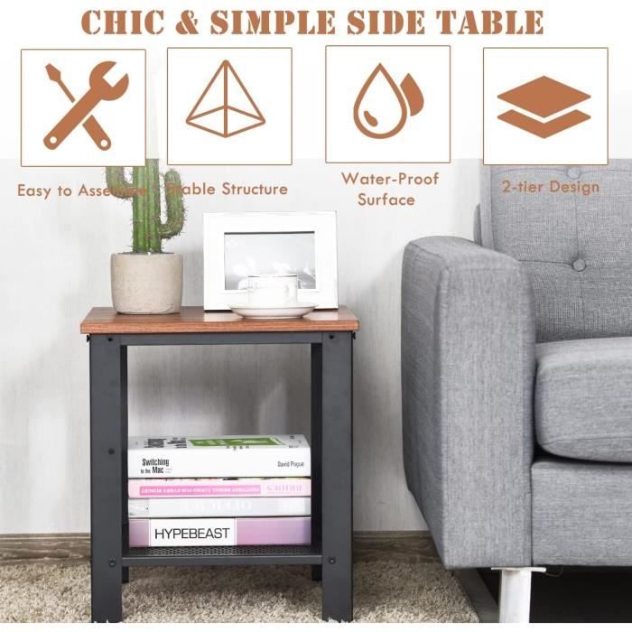 Table Basse Pliante Jardin En Rotin PE | 60x40x40 Cm, Charge 45 Kg | Structure Acier, Pieds Réglables - Marron - 7