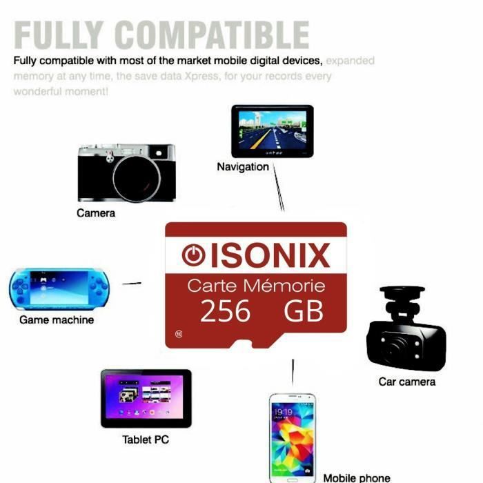 TOMVYTER 256 GB TF-Karte + Adapter Für Smartphones Drohnen