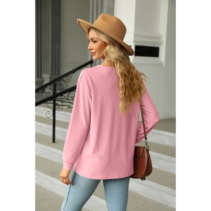 Pull oversize col v Rose One step - Femme | Place des Tendances