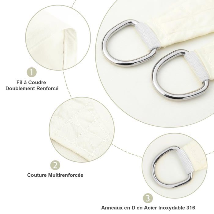 Windhager Voile D'Ombrage Capri Blanche Triangulaire 4x4x4m HDPE 225g/m²