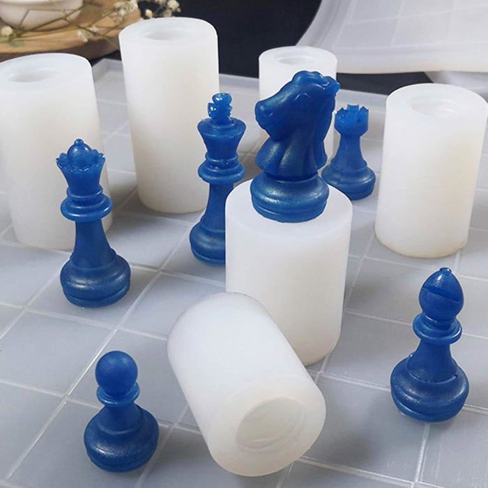 Bzocio Moule à Pions D'Échecs En Silicone – 16 Pièces – Résine Époxy DIY – Cadeau Anniversaire Créatif