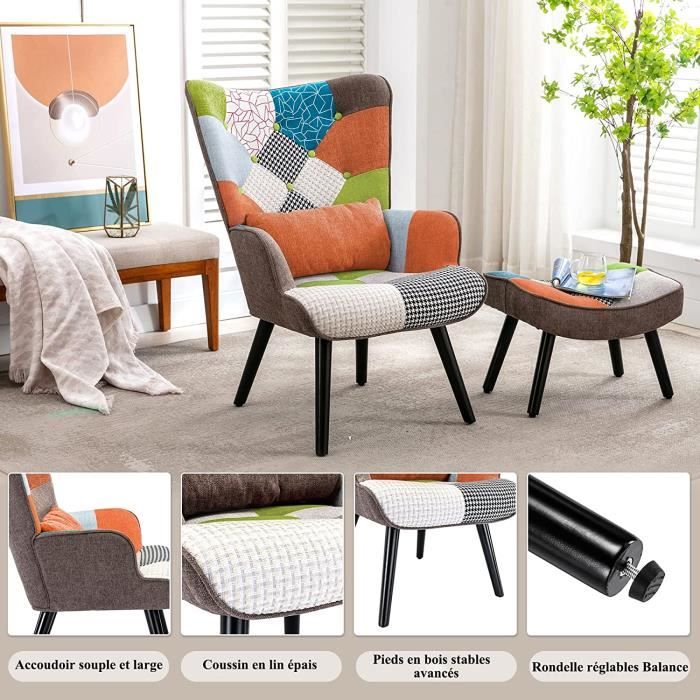 Fauteuil Scandinave Avec Repose Pieds En Tissu Gris Anthracite - LIV | ID Market