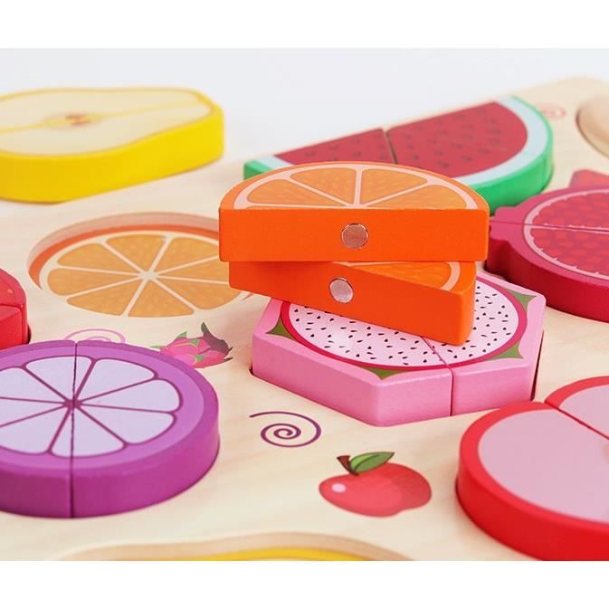 Cuisine En Bois Enfant Lehoo Castle - Dinette Petit Déjeuner Avec Fruits à Découper Et Sac Rangement