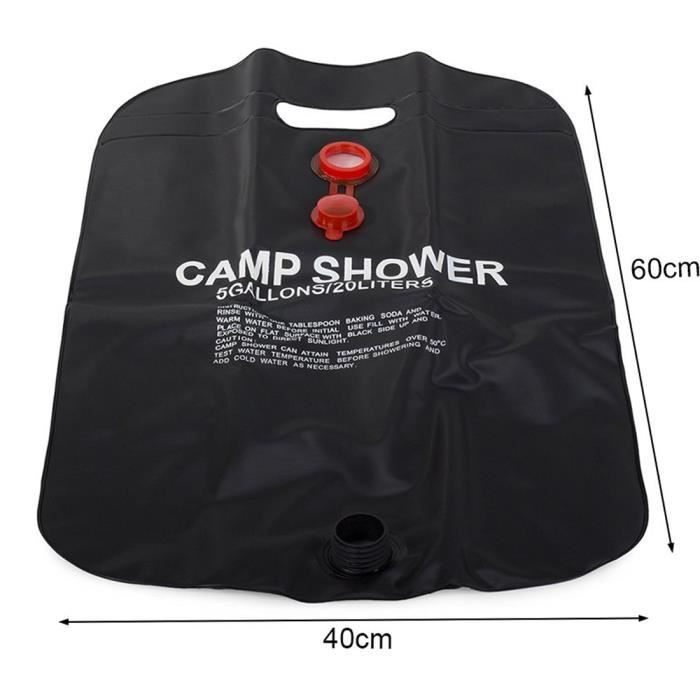 Douche Solaire De Camping Enders 7497 – 20 L, Tuyau 2 M Avec Valve, Sangle, Eau Chaude En Quelques Heures