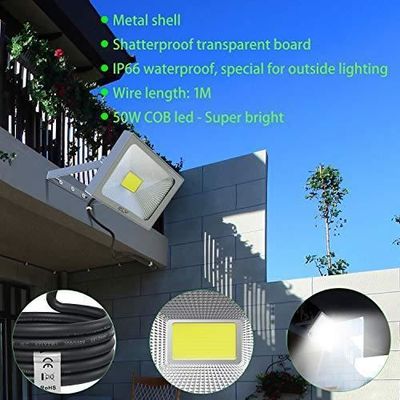 Projecteur LED Extérieur 50W IP66 - Spot Sécurité 4300LM Blanc Froid Pour Jardin, Allée, Garage