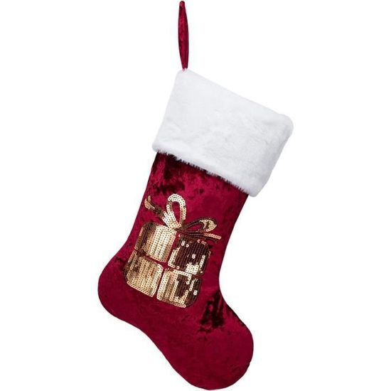 Lot De 4 Grandes Chaussettes De Noël En Peluche - 45 Cm De Haut, Motif Flocon De Neige Doré - Pour Cheminée, Décoration De Noël - 8