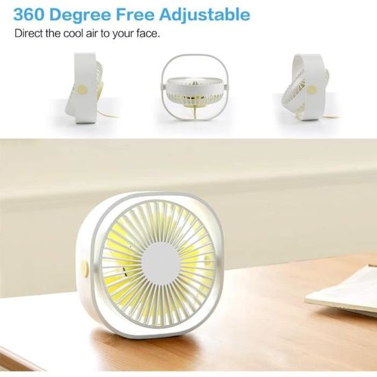 Ventilateur USB Dreamhigh - 3 Vitesses - Pivot 360° - Pour Bureau & Chambre