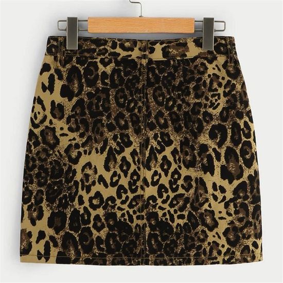 jupe jean leopard