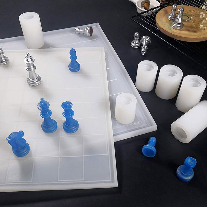 Forme d'échecs Silicone UV Résine DIY Argile époxy Moules époxy _dc