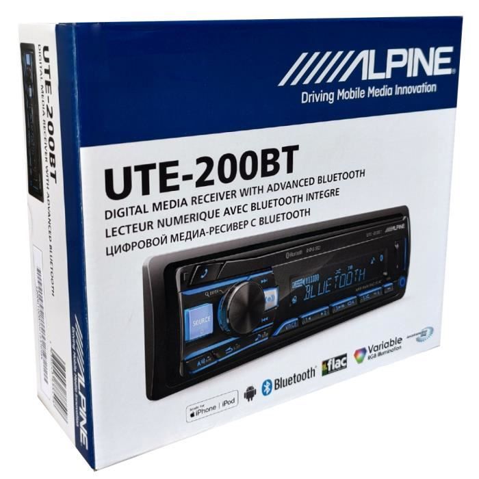 1 ALPINE UTE-200BT autoradio 1 din numérique multimédia stéréo récepteur  usb/flac/mp3/wma/aac avec tuner de numérique bluetooth