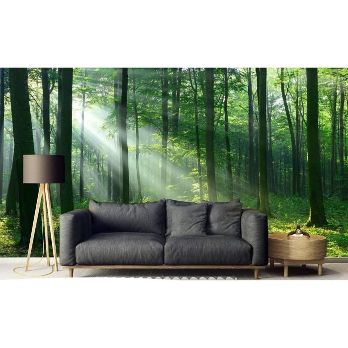 Papier Peint 3D Forêt Verte N3067 – Autocollant, Amovible, Motif Naturel Romy