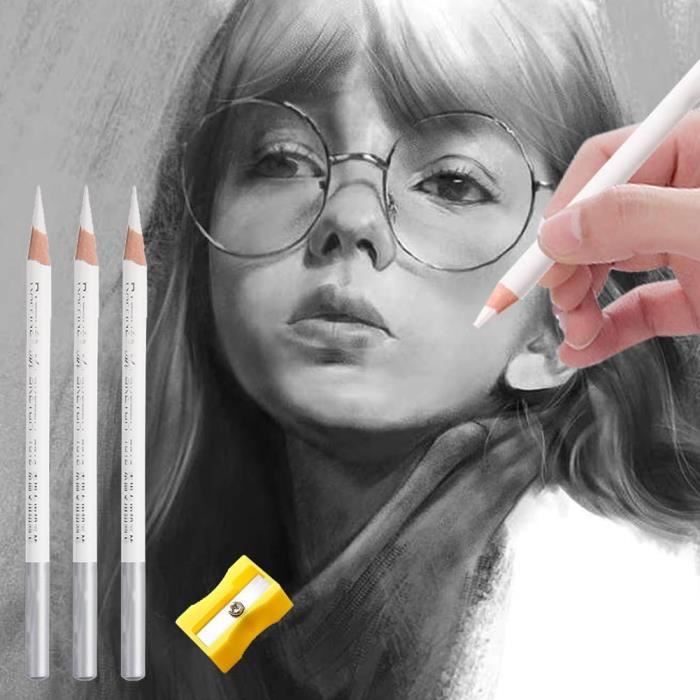 6 Crayons Charbon Blanc - Dessin Sur Papier Noir, Croquis, Artiste - Idéal Débutants Et Professionnels
