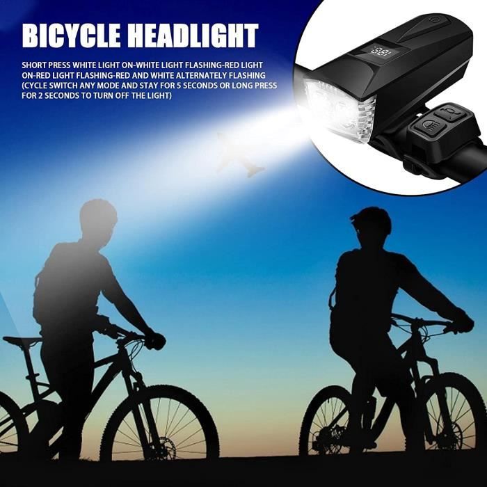 Kit D'éclairage LED pour Vélo - Lumières De Vélo À LED avec Affichage De  Puissance, Batterie 2600mAh Intégrée, avec Corne De 100 D