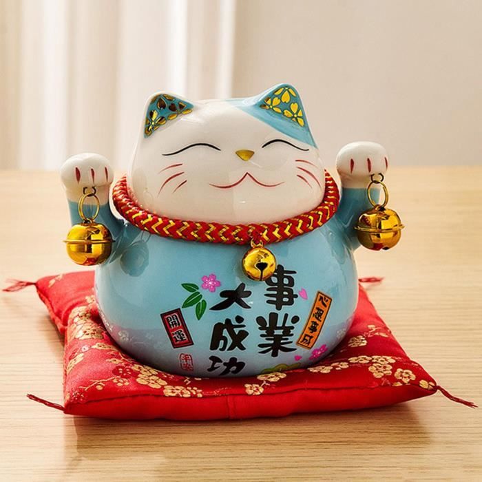 Maneki Neko argent chat porte-bonheur chinois japonais Statue résine chat  porte-bonheur Figurine Fengshui Statue pour la Cause - Cdiscount Maison