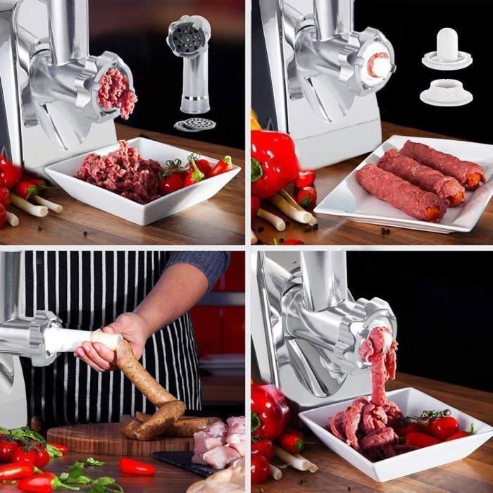 Hachoir Viandes Électrique, 2800W Hachoir Électrique, 3 en 1 Hachoir à Viande avec 3 plaques de