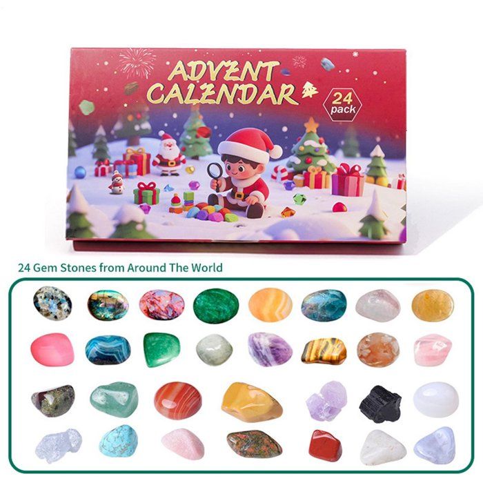 Calendrier De L'Avent 2025 - 24 Pierres Naturelles & Minéraux éducatifs Pour Enfants - Cadeau Noël Scientifique