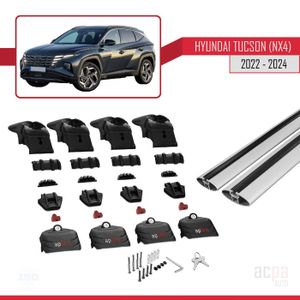 Barres De Toit Ridigo Glider Evo Argent 135 Cm Pour Hyundai Tucson IV (2021+) - Pour Rails Intégrés, Charge 90kg