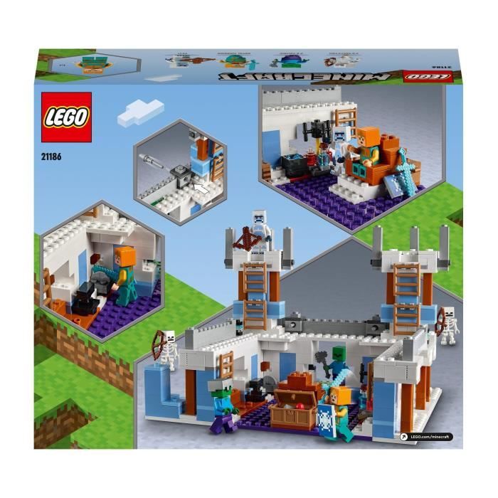 LEGO® 21186 Minecraft Le Château de Glace, Jouet avec Épée en Diamant dès 8  ans, avec Figurines de Squelette et Zombie