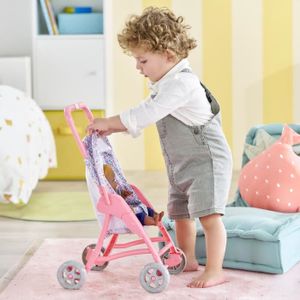 Poussette Landau 2 En 1 Pour Poupée Jusqu'à 18” – Avec Nacelle Amovible, Auvent Rétractable Et Poignée Souple !
