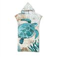 Serviette de plage à capuche tortue rétro  Serviette Poncho en microfibre, serviette de plage pour natation plage adulte*CC3923-0