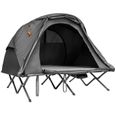 GOPLUS Lit de Camping pour 2 Personnes,Charge 300KG,Tente Pliable avec Auvent Détachable,Lit Double Surélevé/Tapis de Couchage,Gris-0