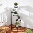 HMOREY Porte-pot de fleurs à 5 niveaux Support de pot étagère de Jardin, Étagère Intérieure en Spirale Noir-0