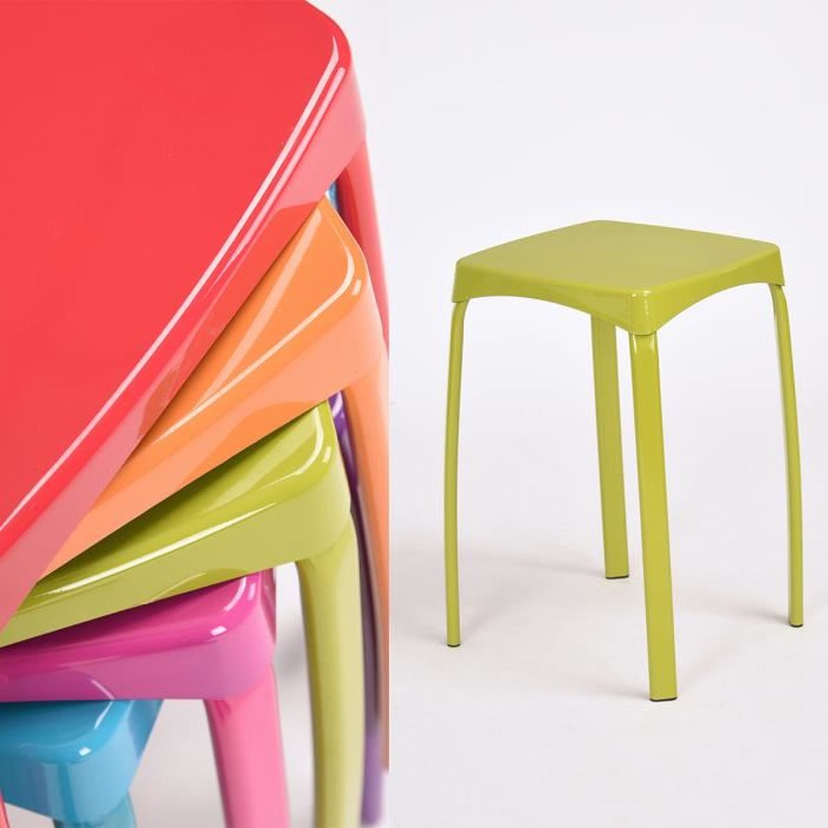 Lot De 6 Tabourets Empilables Plastique Pp Metal Vert Salon Salle A Manger Bureau Chambre 32x32x45 5cm Achat Vente Tabouret Vert Cdiscount