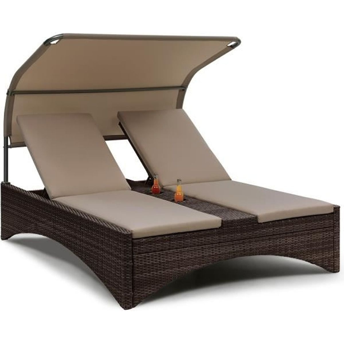 blumfeldt eremitage double lounger bain de soleil de luxe 2 places transat de jardin avec auvent aluminium rotin gris cdiscount jardin