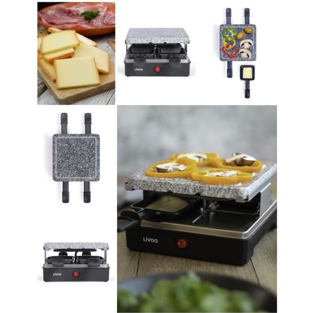 Appareil à raclette 4 personnes revêtement antiadhésif Plateau en ...