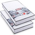 BLUE MOON Lot de 2 matelas mousse 90x190 LONDON - Mousse profilée 5 zones de confort - Soutien ferme - 15cm - Fabriqué en Belgique