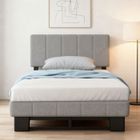 YIDATONG Lit simple 90x200 cm-Rembourré en tissu Cloud -Tête de lit réglable-Structure Solide-Assemblage