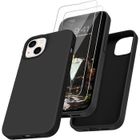 MASSILIA TECH Coque pour IPHONE 13 + 2 vitres verre trempé Souple Silicone noir ultraslim TPU