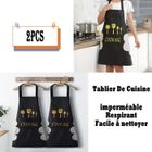WATERPULSE 2Pcs Tablier De Cuisine, Tablier Imperméable Et Anti-huile Avec Poches, Pour Bar À Café, Restaurant, Tablier Polyvalent Réglable