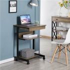 Table Informatique Bureau d'Ordinateur Roulant Poste de Travail 56 x 51 x 79 cm avec 1 Tiroir et 2 Etagères Bois de Taupe-Yaheetech