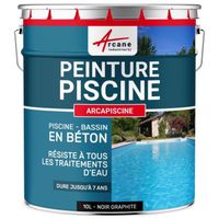 Peinture Piscine Bassin Béton ARCAPISCINE Ciment Décoration Imperméable   Noir graphite ral 9011 - 10 L