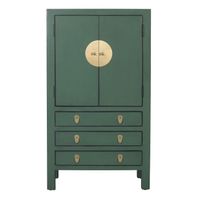 Fine Asianliving Armoire Chinoise Verte Sapin L 63 x P 38 x H 110 cm