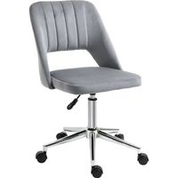 Chaise de bureau - VINSETTO - Design contemporain - Dossier ajouré strié - Hauteur réglable - Velours gris