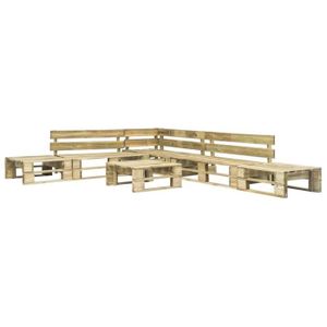 276317 Mobilier De Jardin Palette 6 Pcs Bois Fsc Vert Achat