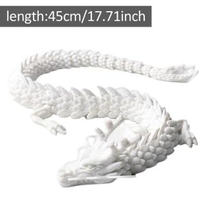 FIGURINE - PERSONNAGE Blanc - Dragon articulé chinois Long, Flexible et réaliste, imprimé 3D, modèle de jouet, décoration pour la m