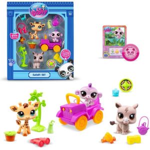 FIGURINE - PERSONNAGE BANDAI - Littlest Pet Shop - Pack Safari - 3 animaux et accessoires - BF00524